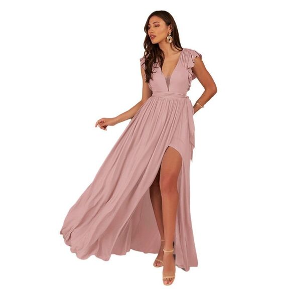 Azazie Aruba Blush Pink Maxi Dress Sz 10 - Picture 2 of 8